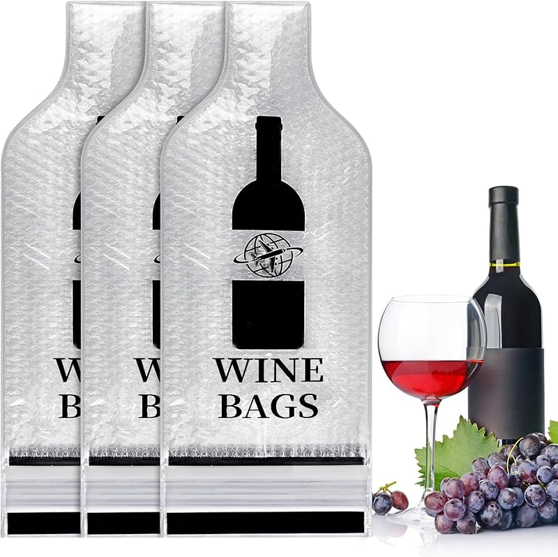 3-Pack Leakproof Wine Bottle Travel Bags for Luggage