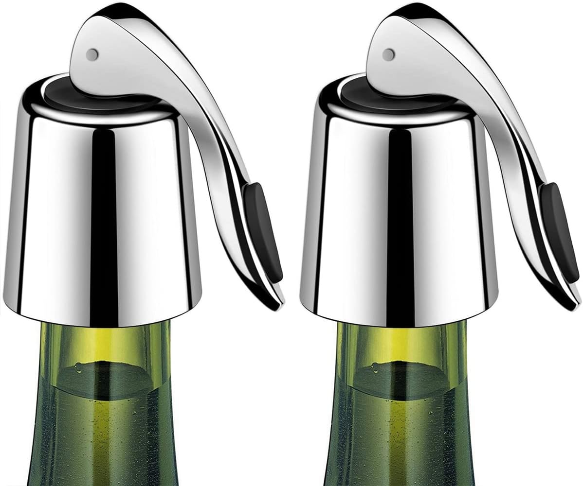 ERHIRY Leakproof Stainless Steel Reusable Wine Stoppers (2-Pack)
