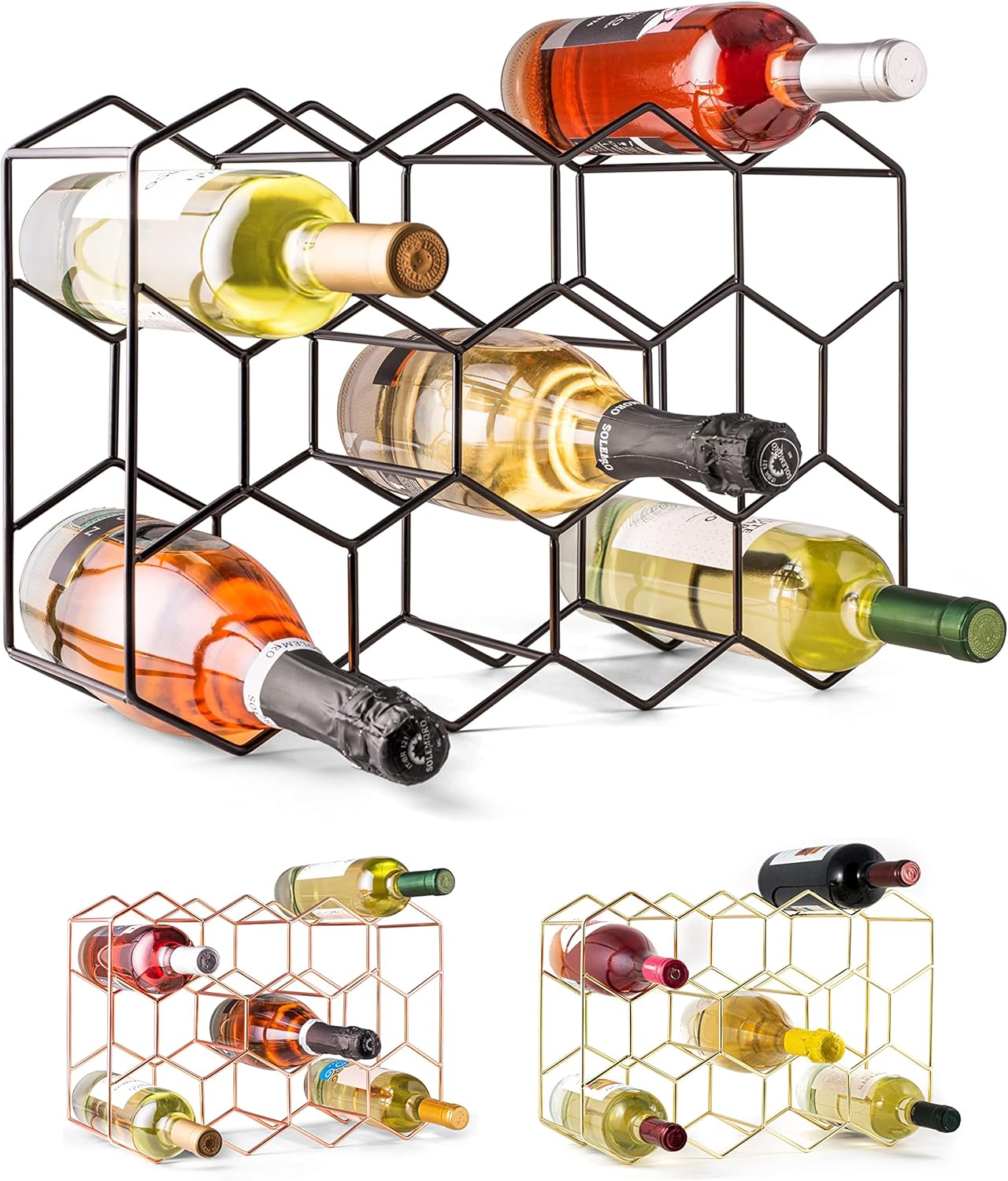 Gusto Nostro Modern Geometric Countertop Metal Wine Rack