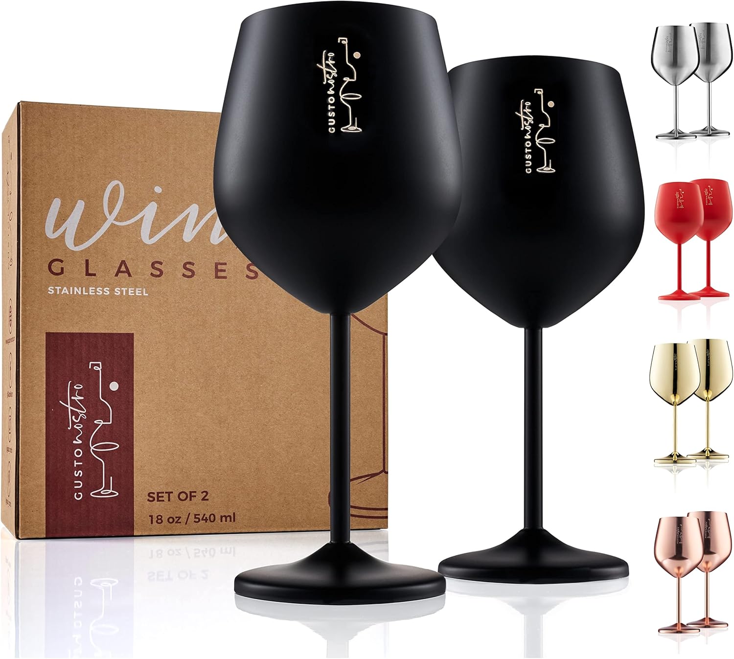 Gusto Nostro Unbreakable Stainless Steel Wine Glasses (Set of 2)