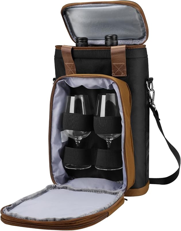 Rexmore Insulated Two Bottle Wine Tote Carrier